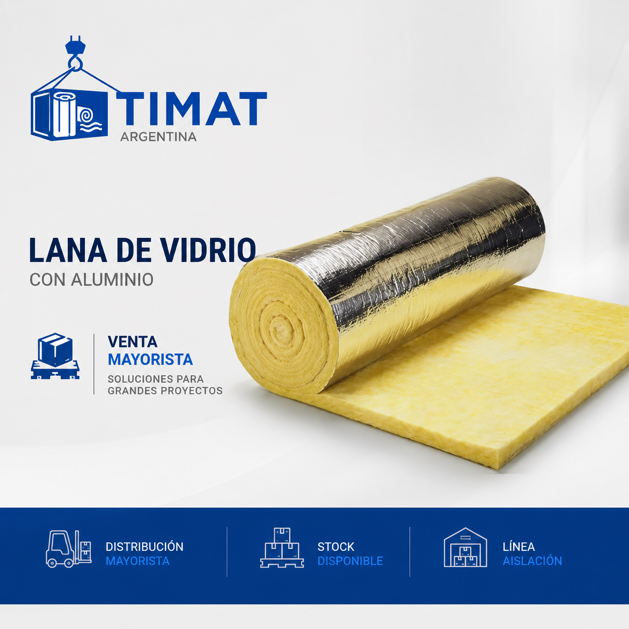 Lana de vidrio GLASSPLAC 50mm con foil de aluminio